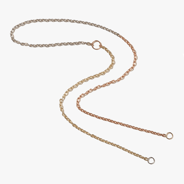 Marla Aaron, 3x3 pulley chain in gold necklace