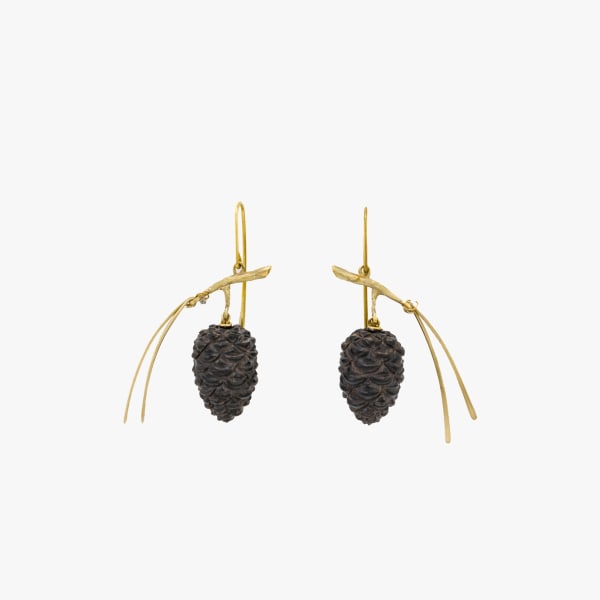 Gabriella Kiss, Small ebony pinecone earrings