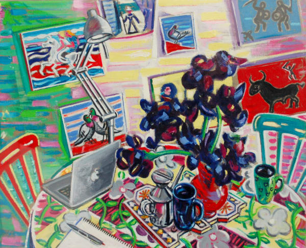 Michael Cullen, Studio Scene with Still Life and Irises, 2017-18