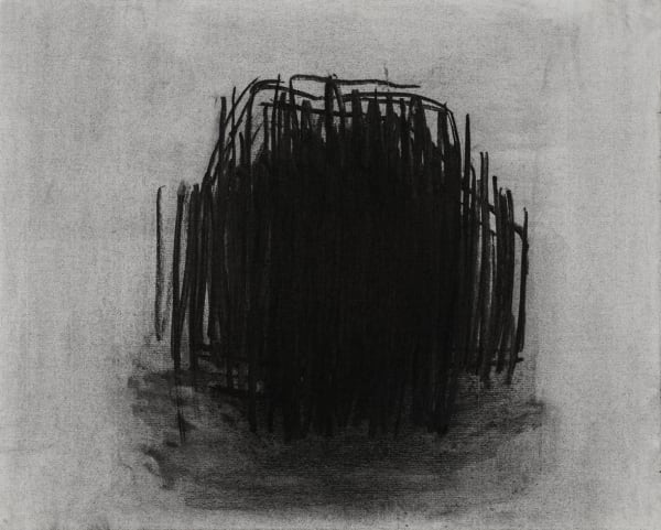 Pat Harris, ex. cat. Pat Harris, Rock, Rinn Rua, 2018, charcoal on paper, 43 x 53 cm