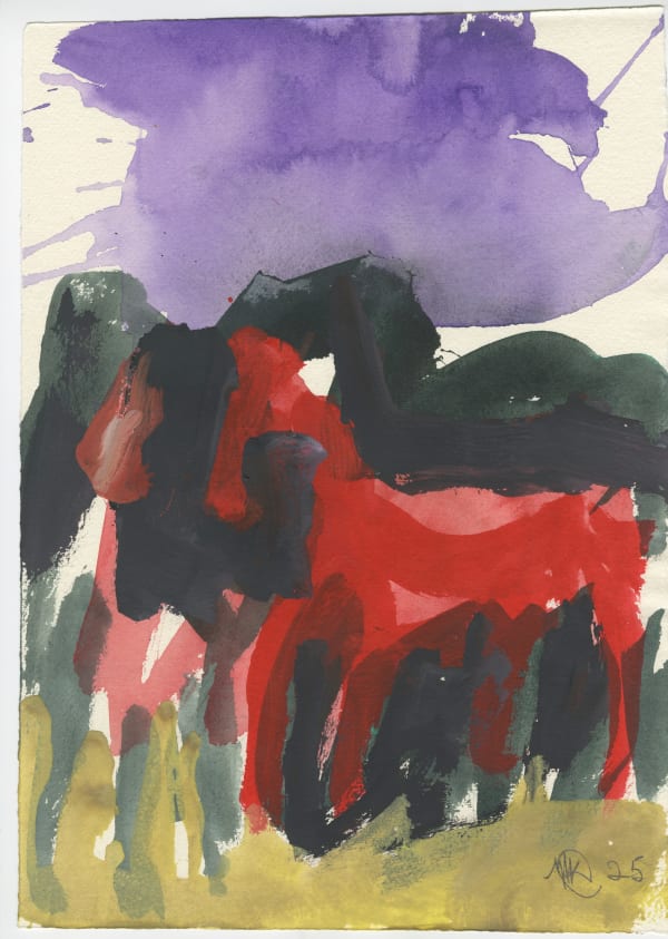 Michael Kane, Michael Kane_2025_Two Horses_Acrylic on Paper_42x30cm_DIGITAL_scan, 2025