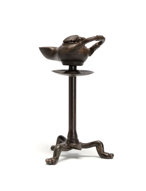 Byzantine Bronze Lamp with Pedestal, 5th - 6th century