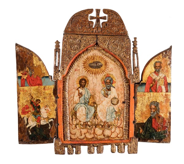 Triptych depicting New Testament Trinity and Saints, circa 1700