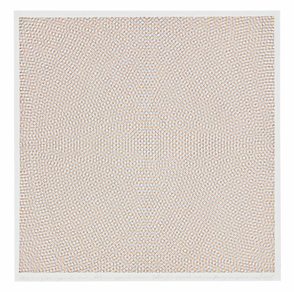 Sol Lewitt, Blue arcs from opposite corners, Red from opposite corners, Yellow from opposite sides and Black from opposite sides, 1971
