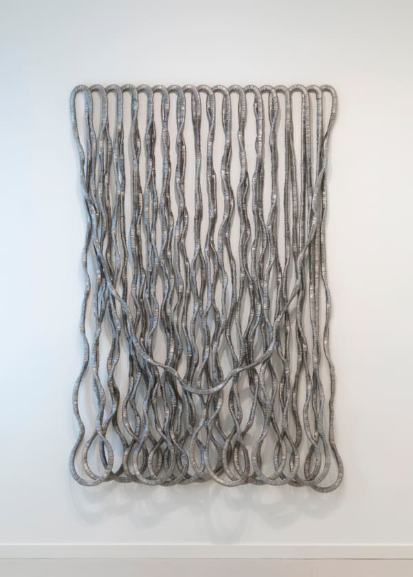 Alice Hope Time Line I, 2025 used can tabs 72 x 50 inches