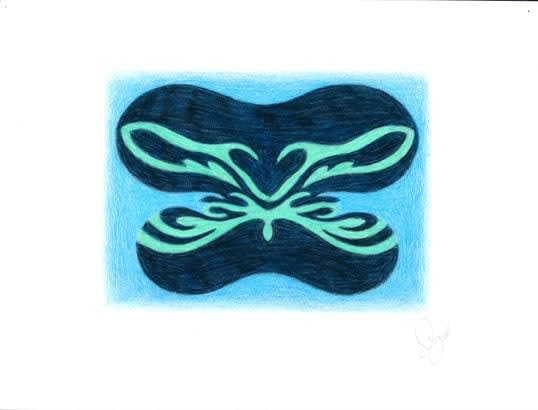 Jack Youngerman Green/Black Symmetry, 2004 Signed and dated lower right colored pencil on paper 9 x 11 7/8 inches