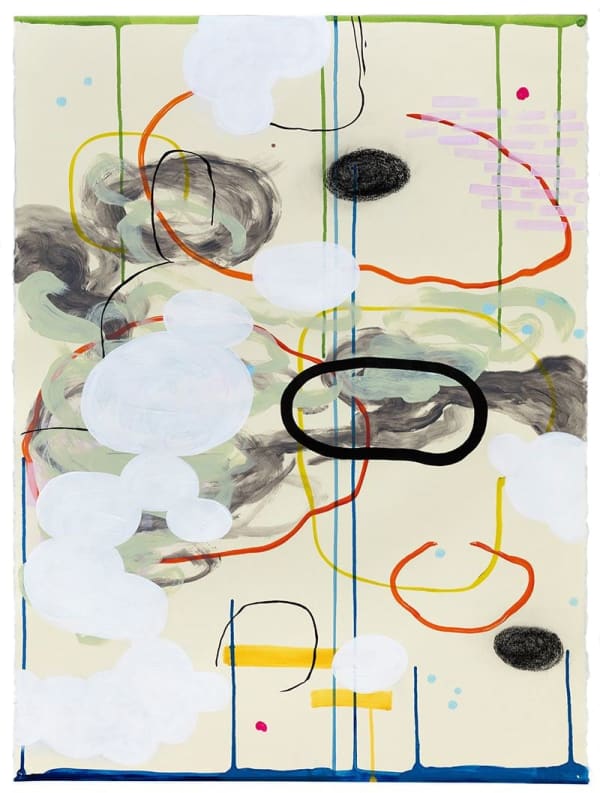 Sue Heatley There and Back Again, 2019 signed and dated lower right acrylic, ink and charcoal on paper 30 x 22 1/4 inches 33 x 25 1/8 inches framed