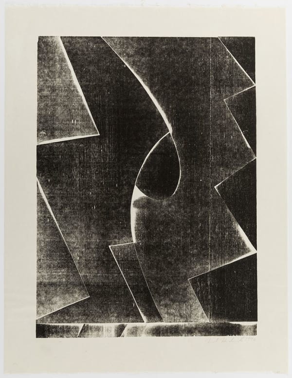 Mel Kendrick Steps, Mahogany, 1990 signed and dated lower rightnumbered lower left woodprint on Sekishu paper 24 1/2 x 18 7/8 inches Edition of 30