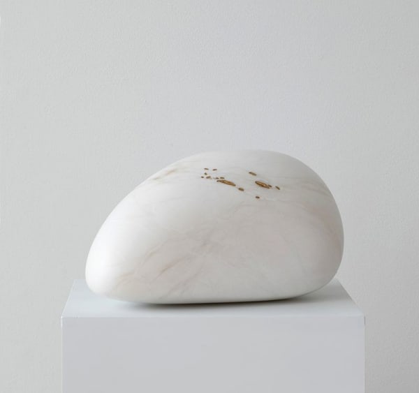 Aya Miyatake Shiro Kin, 2017 alabaster, gold 6 x 11 1/2 x 8 inches