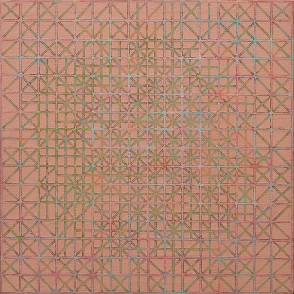 Vincent Longo Strung Out, 1971 signed and dated verso acrylic on canvas 18 x 18 inches