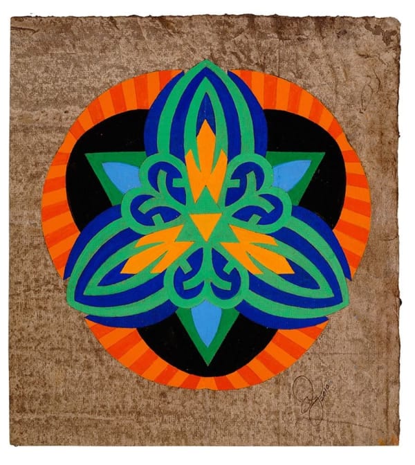 Jack Youngerman Green/Orange/Blue, 2010 initialed and dated lower right gouache on handmade Japanese paper 13 x 11 5/8 inches 14 7/8 x 13 3/4 inches framed