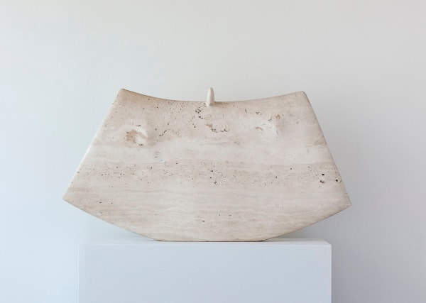 Costantino Nivola N10, Widow by Good Will, 1981 signed and dated verso at lower right "Nivola 81" travertine 21 1/2 x 40 x 4 1/4 inches