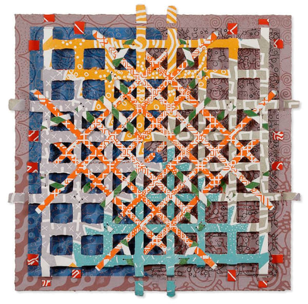 Alan Shields Auriel Island (from Pop Up Nature Series), 2001 signed, dated and numbered lower center etching and relief on handmade paper, assemblage 26 3/4 x 26 3/4 x 1 inches 31 1/4 x 31 inches framed AP 2/3, Edition of 13