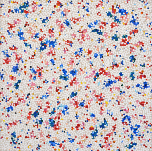 John Torreano Sparkle from Veil Too, 2023 acrylic paint and gems on canvas 60 x 60 inches