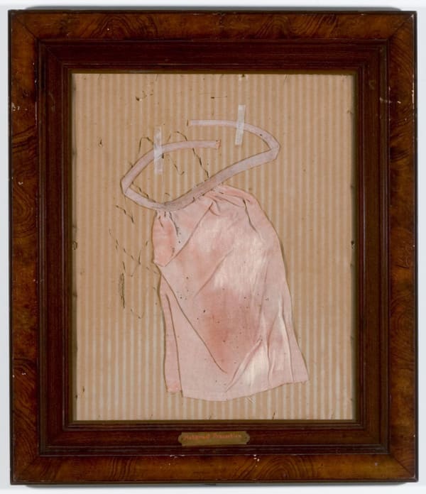 Suzanne Bocanegra All The Aprons in Millet’s Paintings: Maternal Precaution, 2004 signed verso Stitched fabric mounted on cardboard 23 x 20 inches