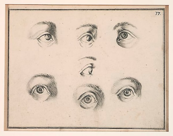 Italian School, 18th century Study of Eyes charcoal pencil on paper 8 3/4 x 11 inches 14 1/8 x 15 7/8 inches matted