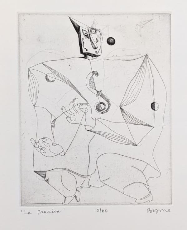 John Byrne RSA La Musica, 1998 signed, titled and numbered 10/60 in pencil to margin etching edition of 60 9 ½ x 7 ¾ inches