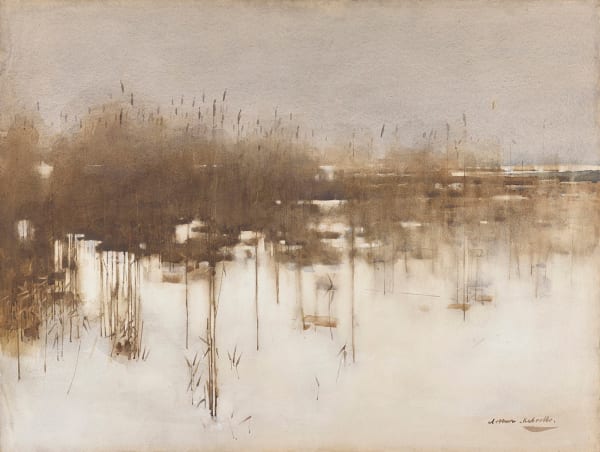 Arthur Melville ARSA RSW Winter, Duddingston Loch, c.1885 signed watercolour 20 x 26 inches