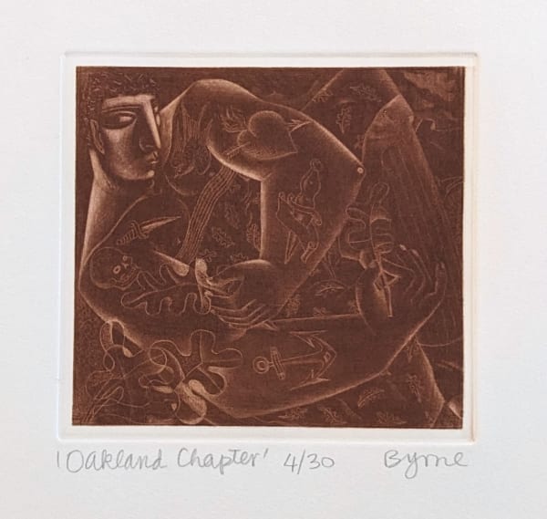John Byrne RSA Oakland Chapter, 2005 signed, titled and numbered 4/30 in pencil to margin mezzotint edition of 30 5 x 5 ½ inches