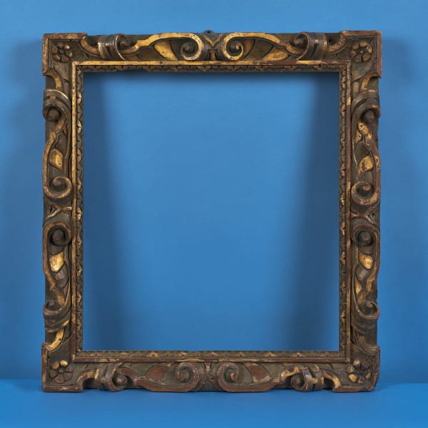 Venetian Sansovino frame, 16th century carved parcel gilt rebate size: 20.25 x 18.625 inches sight size: 19.25 x 17.5 inches width: 3.875 inches