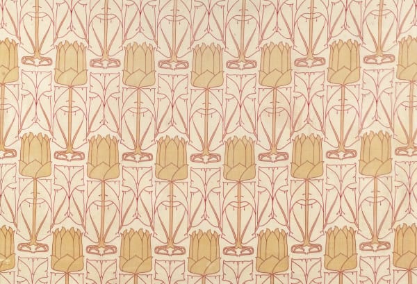 Attr. Harry Napper Design no. 1853, c.1900 for Silver Studio printed fine cotton (possibly Madras cotton) 25 x 36 ¾ inches