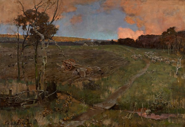 Edward Arthur Walton RSA PRSW November, 1883 signed and dated 'E. A. Walton 83.'; signed and inscribed 'November by E. A. Walton 134 Bath St Glasgow' on canvas verso oil on canvas 42 ¼ x 60 inches