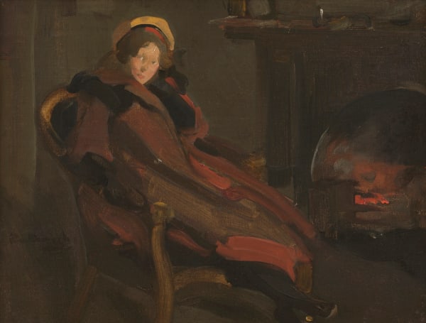 Robert Brough RA ARSA, A lady by the fireside, c.1897-1905