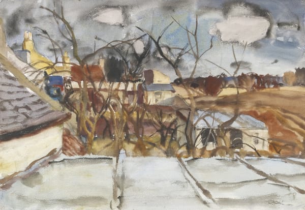 Sir William Gillies RA RSA PRSW, From a window, Temple