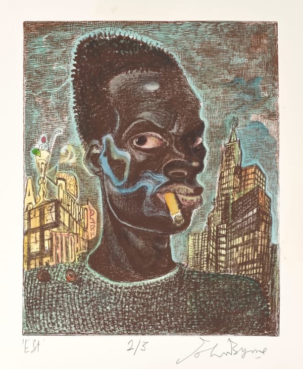 John Byrne RSA E. St., 2017 signed, titled and numbered 2/3 in pencil to margin hand coloured screenprint edition of 3 20 ¾ x 17 ¼ inches