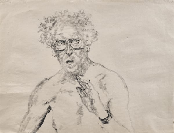 Avigdor Arikha, Self portrait torso with arm raised, 1999