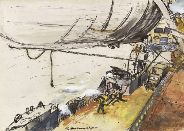 Robert Henderson Blyth RSA RSW, Unloading off Normandy, 1944