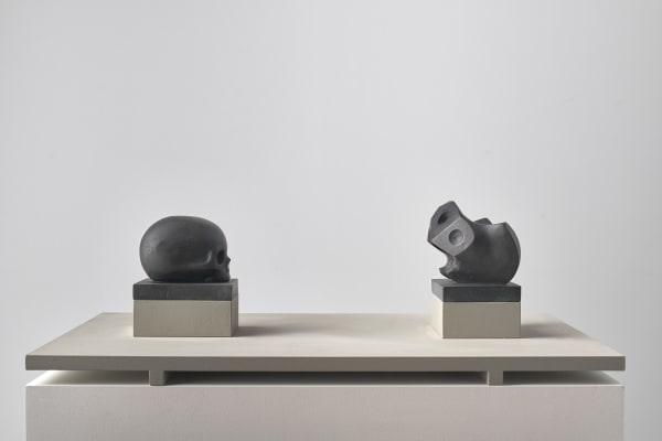 Kenny Hunter Crown and Root (Skull and Pelvis), 2023 signed, numbered and dated in an edition of 5 + 1 AP bronze, mdf, paint 35 x 70 x 20 cm