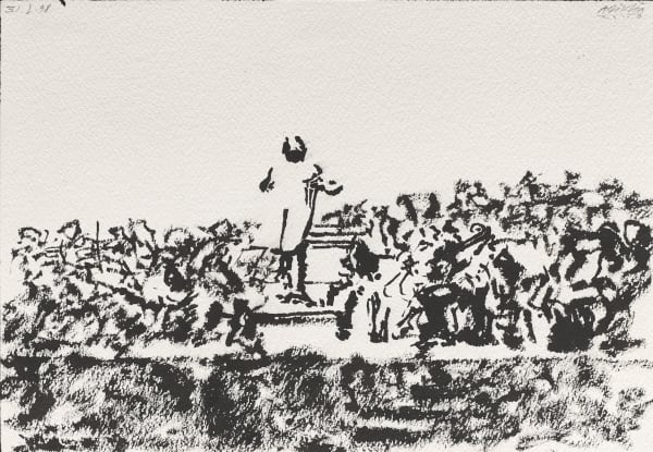 Avigdor Arikha, Aldo (Ceccato), conductor of the Île-de-France National Orchestra, Salle Pleyel, 1998