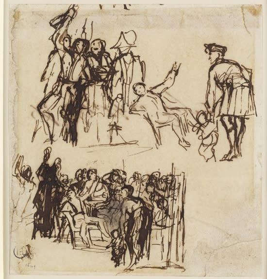 Sir David Wilkie RA HRSA, A sketch for 'The Chelsea Pensioners reading the Waterloo Dispatch'