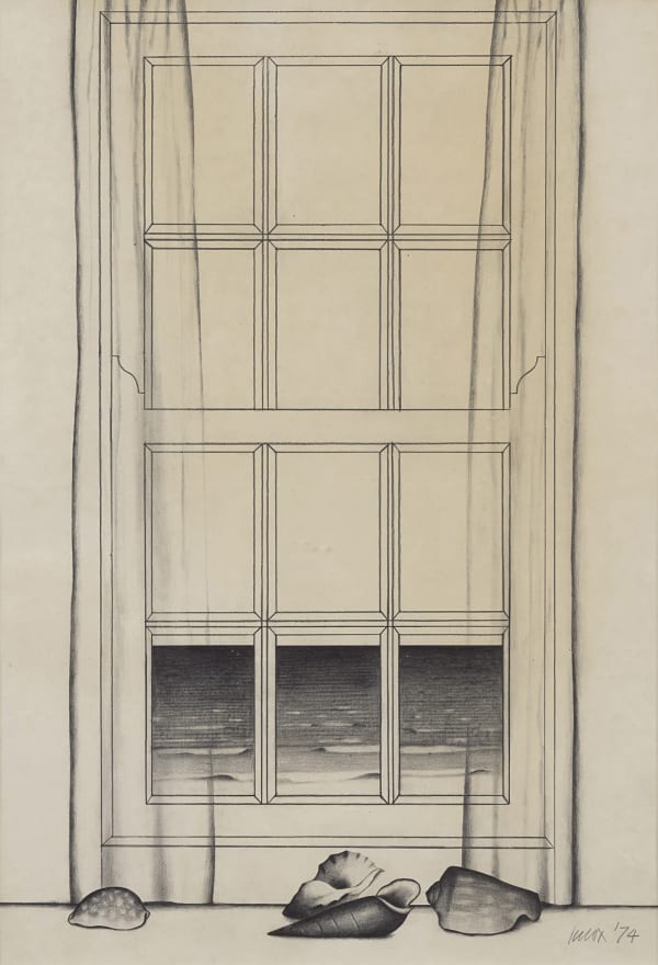 Jack Knox RSA RSW Cornish Window, 1974 signed and dated '74 graphite 23 ½ x 16 inches