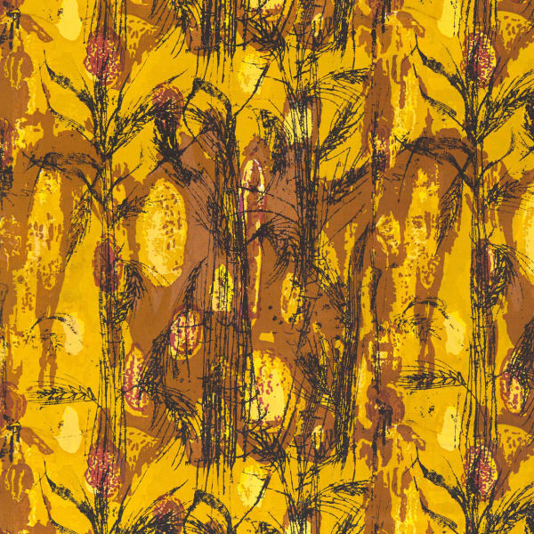 Althea McNish Golden Harvest, 1959 for Hull Traders Ltd printed cotton satin 72 x 47 ¼ inches