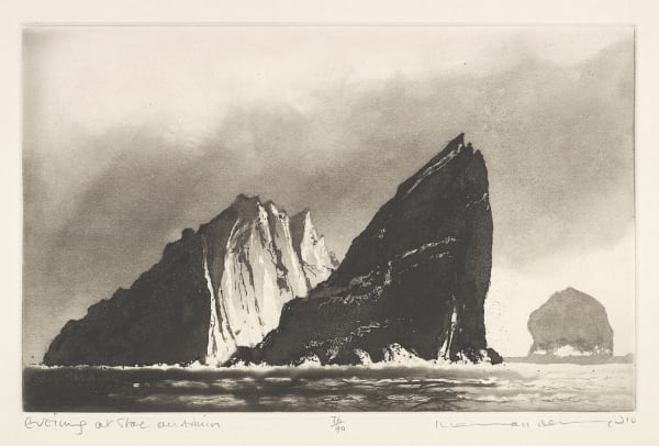 Norman Ackroyd RA Evening at Stac an Armin (from 'St Kilda Revisited'), 2010 signed, dated, titled and numbered 76/90 in pencil to margin etching edition of 90 7 x 10 ¾ inches