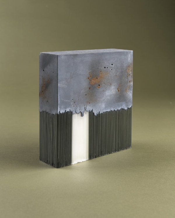 Harry Morgan Untitled, 2025 concrete, glass and iron 22 x 22 x 6 cm reference: HM25-12