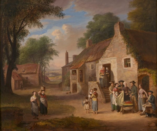 Alexander Carse, A travelling clothier outside an inn, 1831