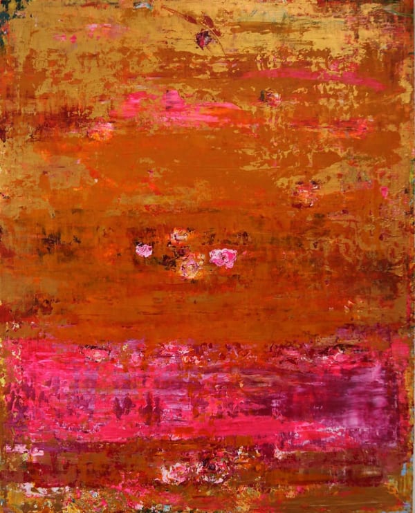 David Cottingham, "Ophelia" Pink Roses on Gold, Secret Garden, 2025