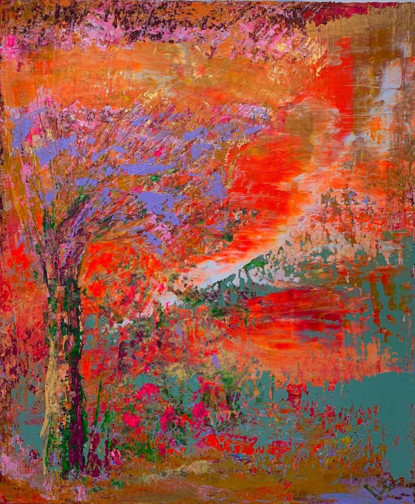 David Cottingham, Primavera: blossom tree, sunrise and rain, 2024
