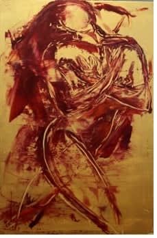 David Cottingham, Dancer Red on Gold, 2025