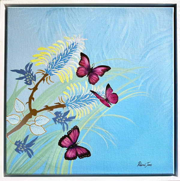 Deborah Jones, Butterfies on Blue, 2024