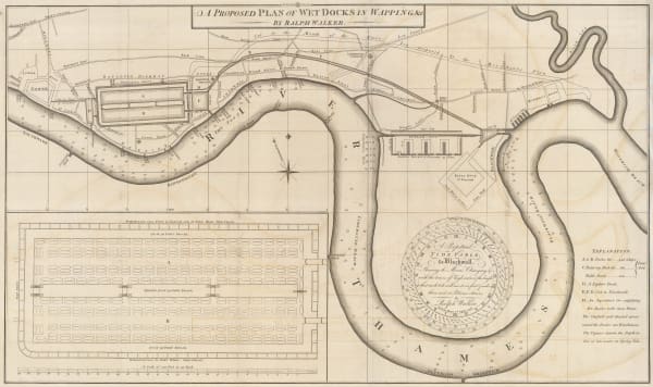 John Stockdale, A Proposed Plan of Wet Docks in Wapping, 1796