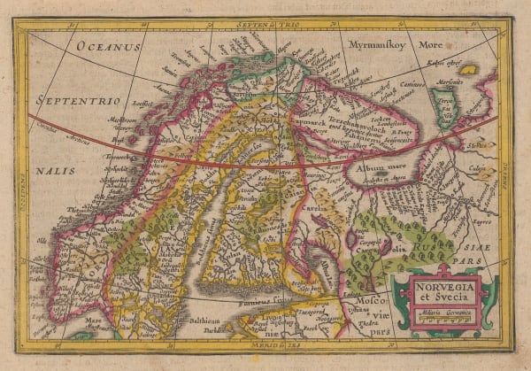 Mercator Hondius, Norway, Sweden & Finland, 1651