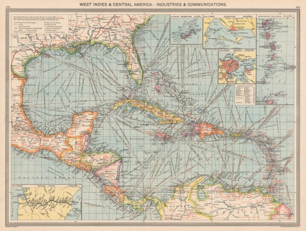 George Philip & Son Ltd., West Indies & Central America: Industries & Communications, 1910 c.
