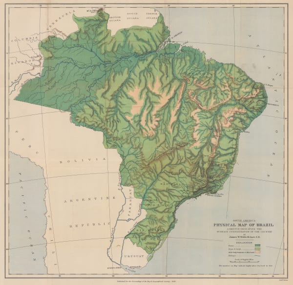 Royal Geographical Society (RGS), Physical Map of Brazil, 1886