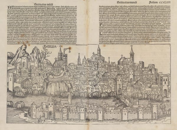 Hartmann Schedel, Early woodcut panorama of Basel, 1493