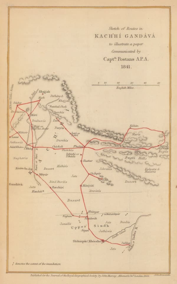 Royal Geographical Society (RGS), Sketch of Routes in Kachhi Gandava, 1844