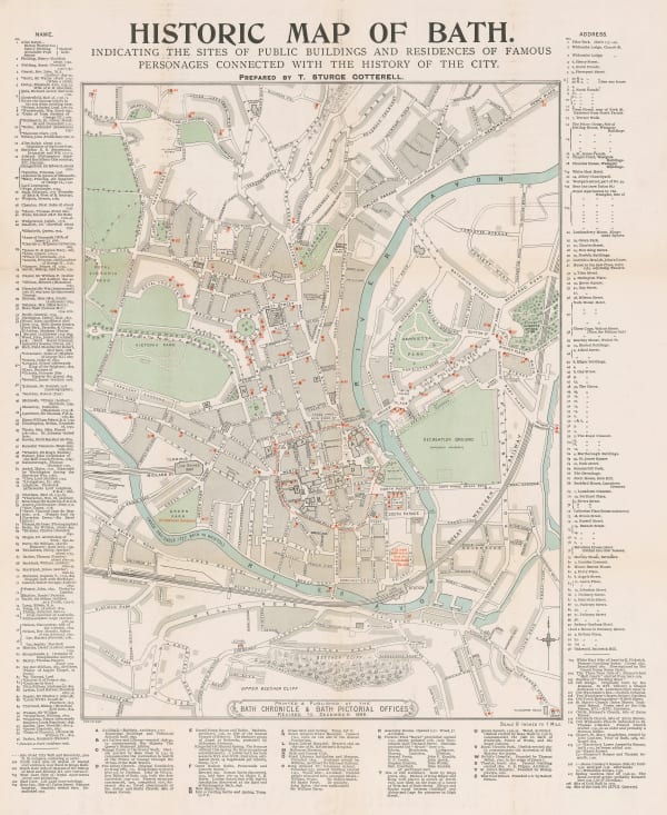 T. Sturge Cotterell, Historic Map of Bath, 1898